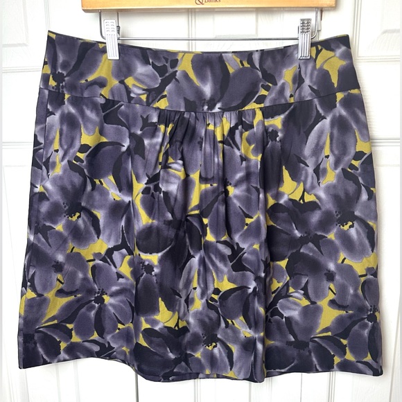 New J.CREW Belle Skirt Burnished Olive Green Purple Primrose Floral Print NWT - Picture 1 of 9